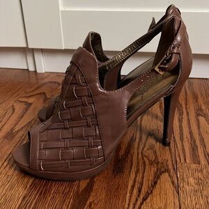 Brown Peep-Toe Heels